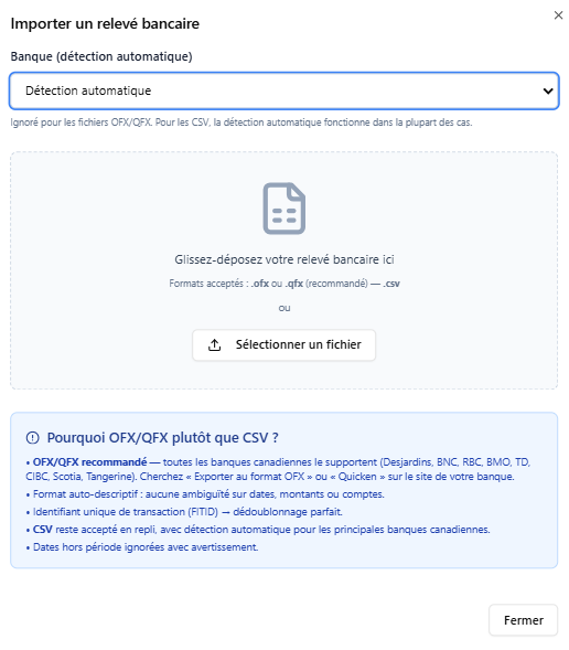 Importez vos relevés bancaires